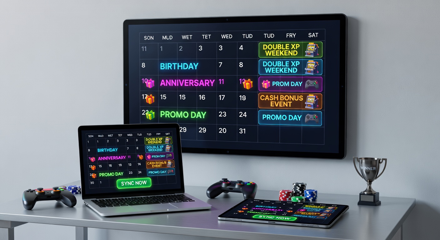 Close-up of a smartphone screen displaying a synced calendar app with gaming notifications for birthday bonuses and payday reloads highlighted in green