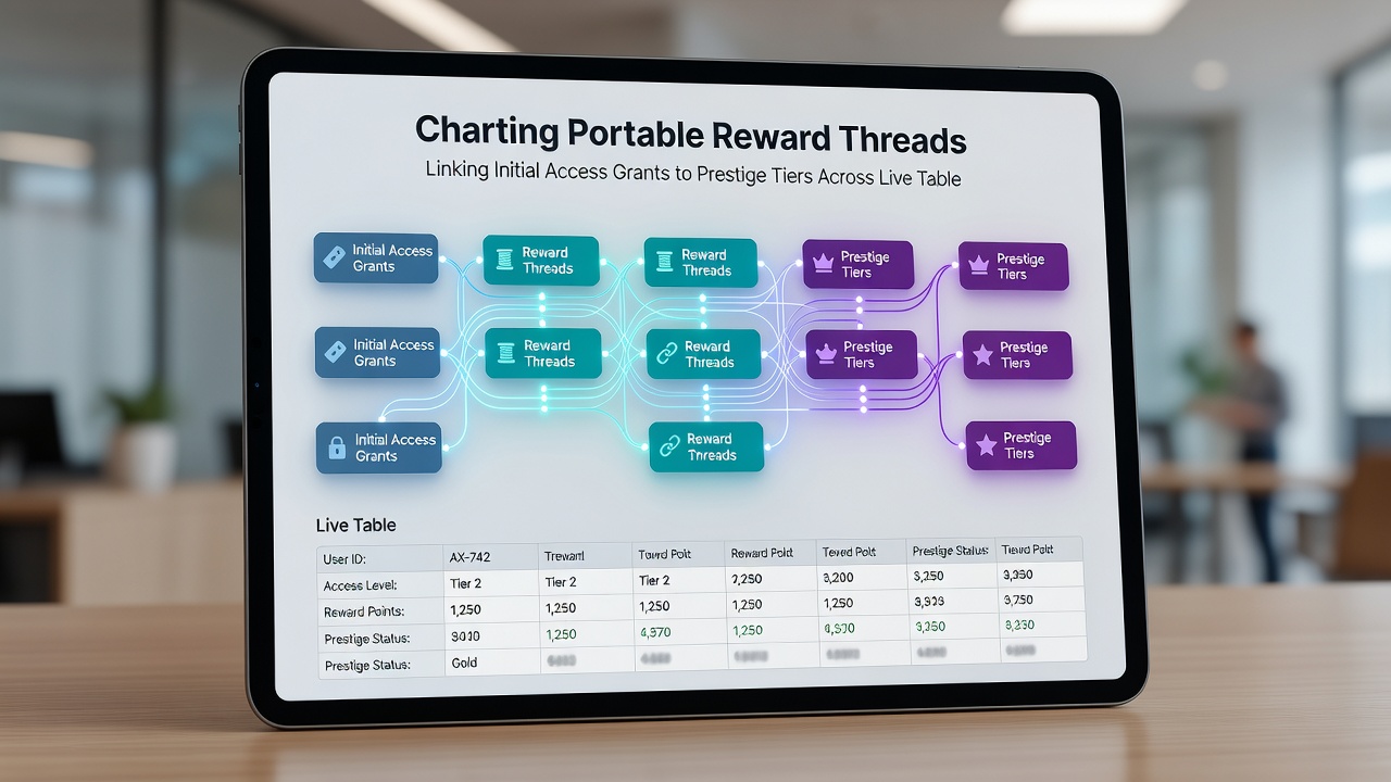 Flowchart illustrating how portable rewards move from initial grants through live table participation to prestige upgrades in odds markets