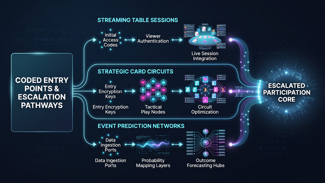Visual mapping of coded entry sequences across streaming table sessions and card circuits