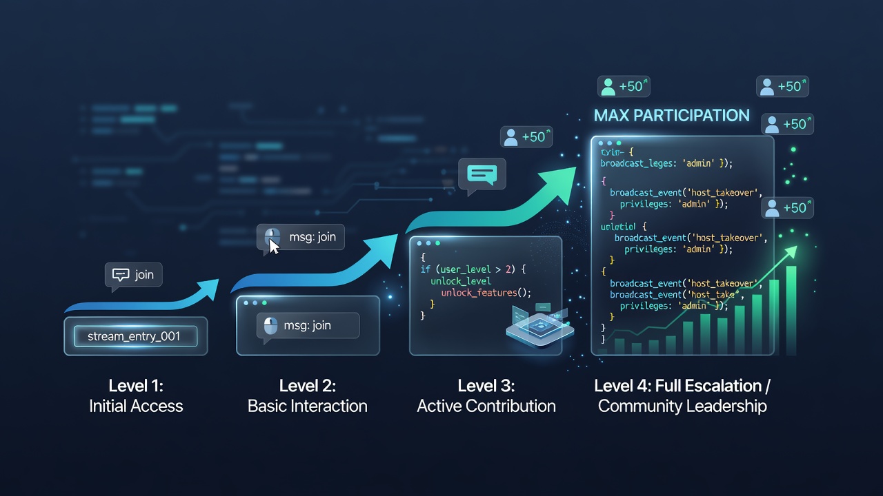 Diagram of escalation pathways linking card circuits to prediction networks