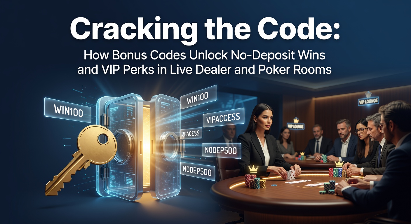 A digital vault cracking open to reveal glowing bonus codes amidst live dealer tables and poker chips, symbolizing unlocked rewards in online gaming