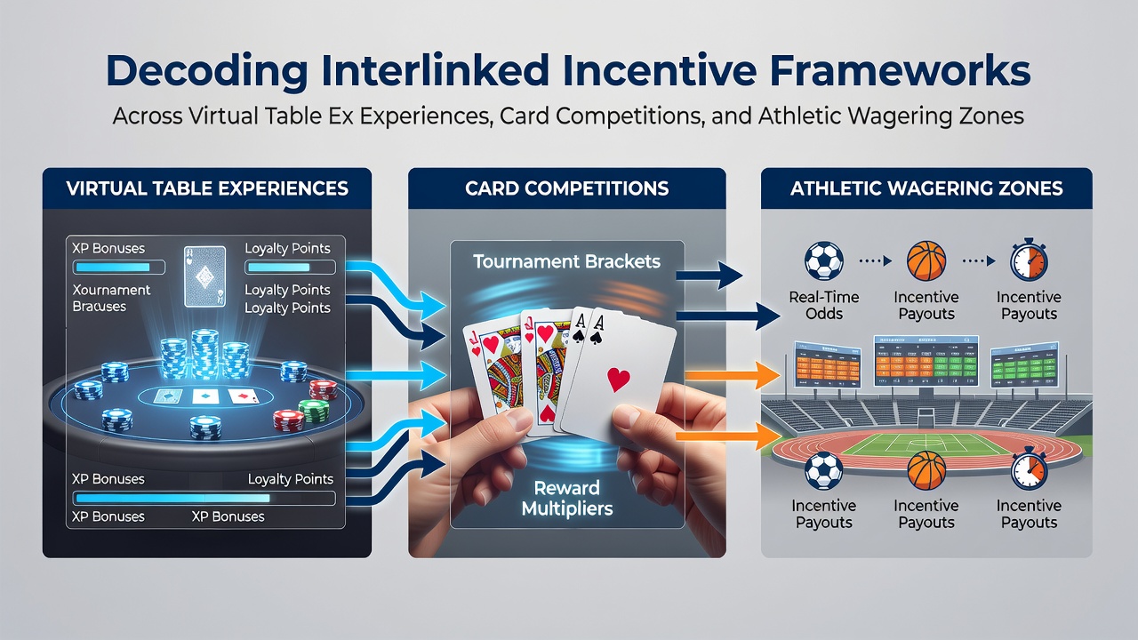 Overview of interlinked incentive systems connecting virtual tables, card games, and sports wagering platforms