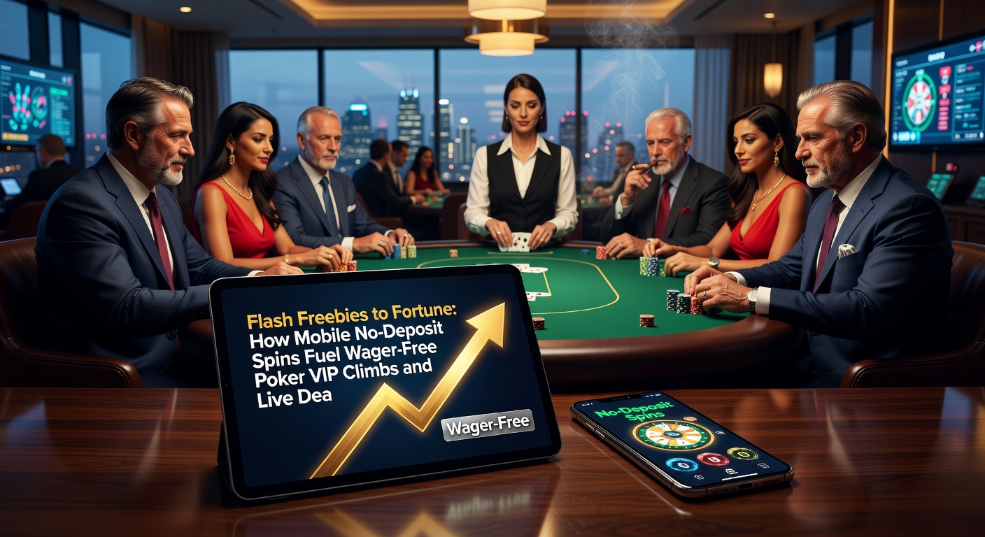 Live dealer poker table on a mobile screen merging with sportsbook odds, showing VIP badges and no-wager spin winnings transferred over