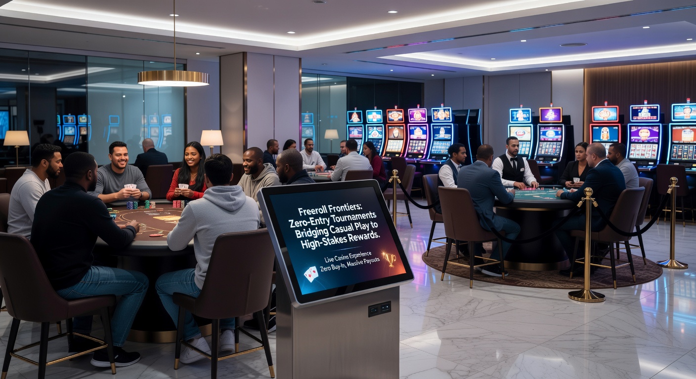 A dynamic sportsbook freeroll bracket challenge on screens, fans huddled around predicting outcomes in a high-energy arena