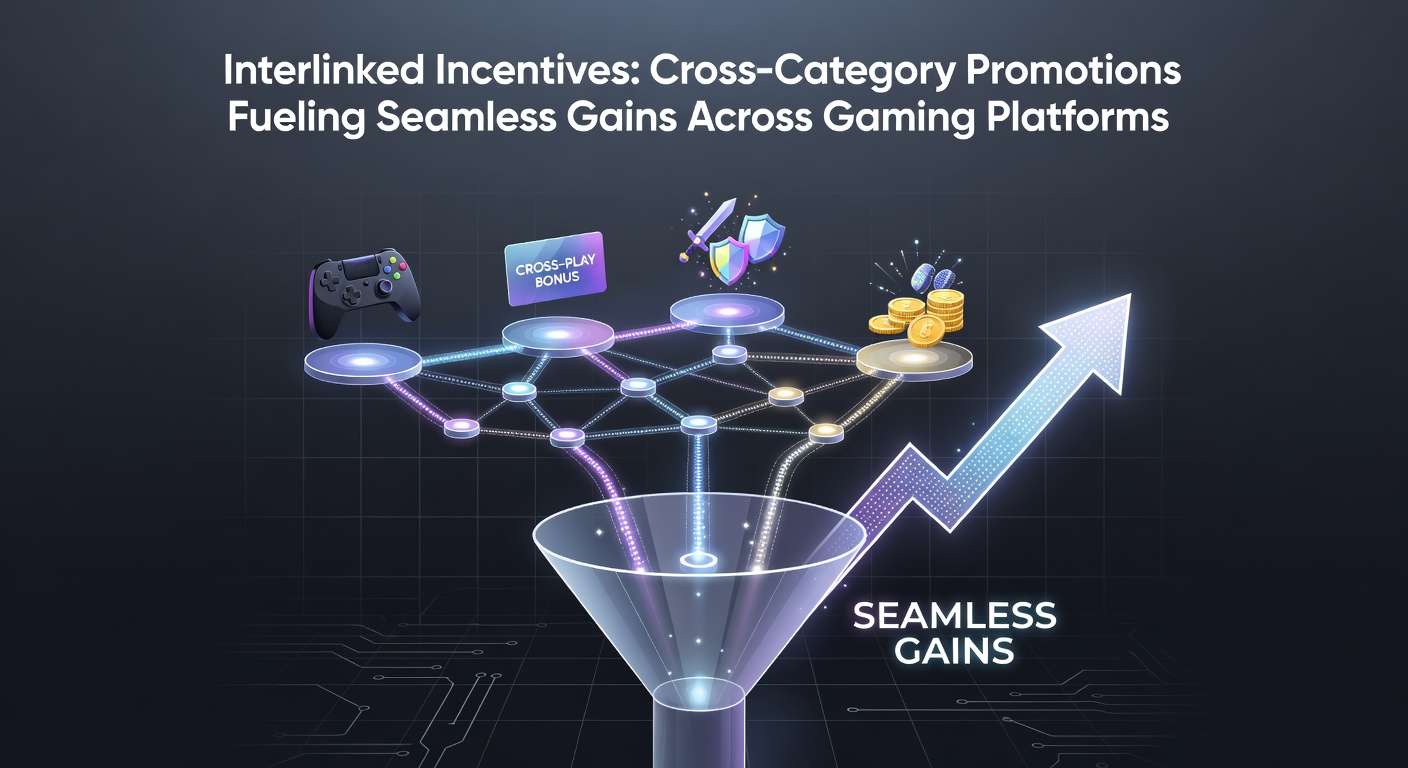 Dynamic graphic showing player progress bar filling across linked gaming categories like poker, sports, and live dealer, with promotional boosts cascading between sections