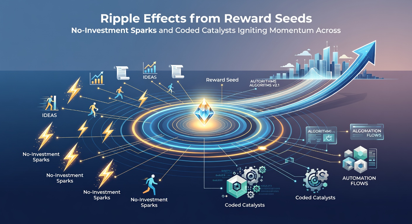 Dynamic graphic showing reward chains propagating from poker tables to betting slips and live dealer streams, with momentum arrows linking games