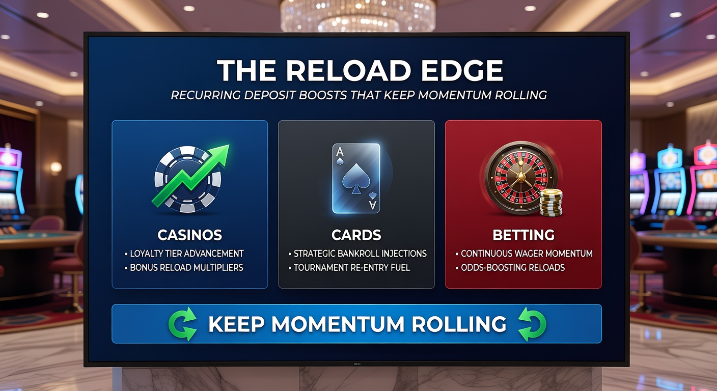 Poker chips stacked with sports betting slips and casino chips, illustrating reload bonus integration across games