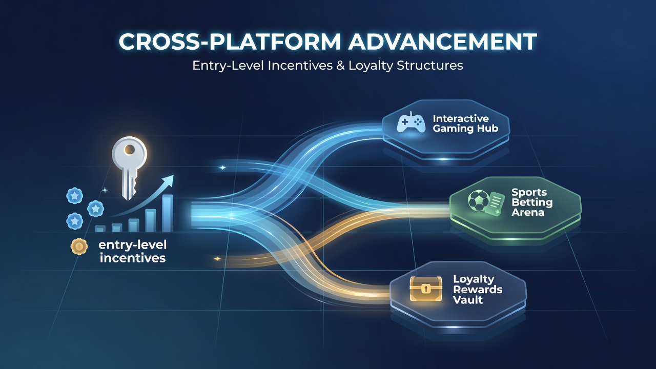 Entry-level gaming incentives visualized across mobile casino, poker, and sportsbook platforms