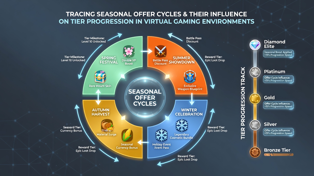 Player tier progression dashboard overlaid on seasonal gaming event calendar